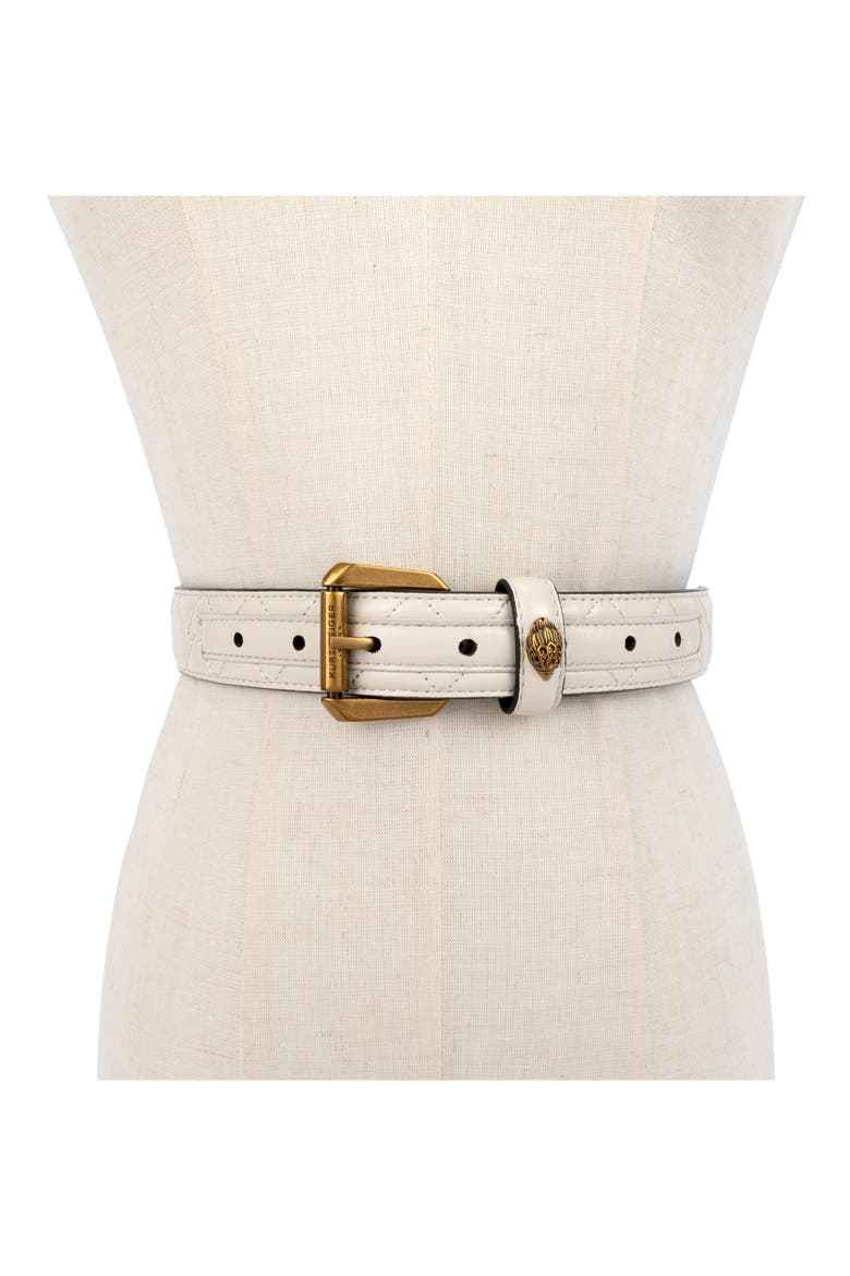Micro Quilt Leather Belt, Alternate, color, BONE