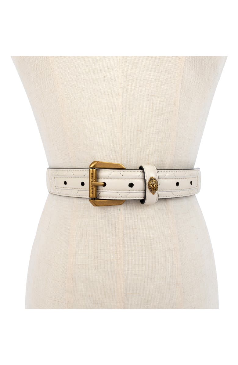 Kurt Geiger London Micro Quilt Leather Belt, Alternate, color, Bone