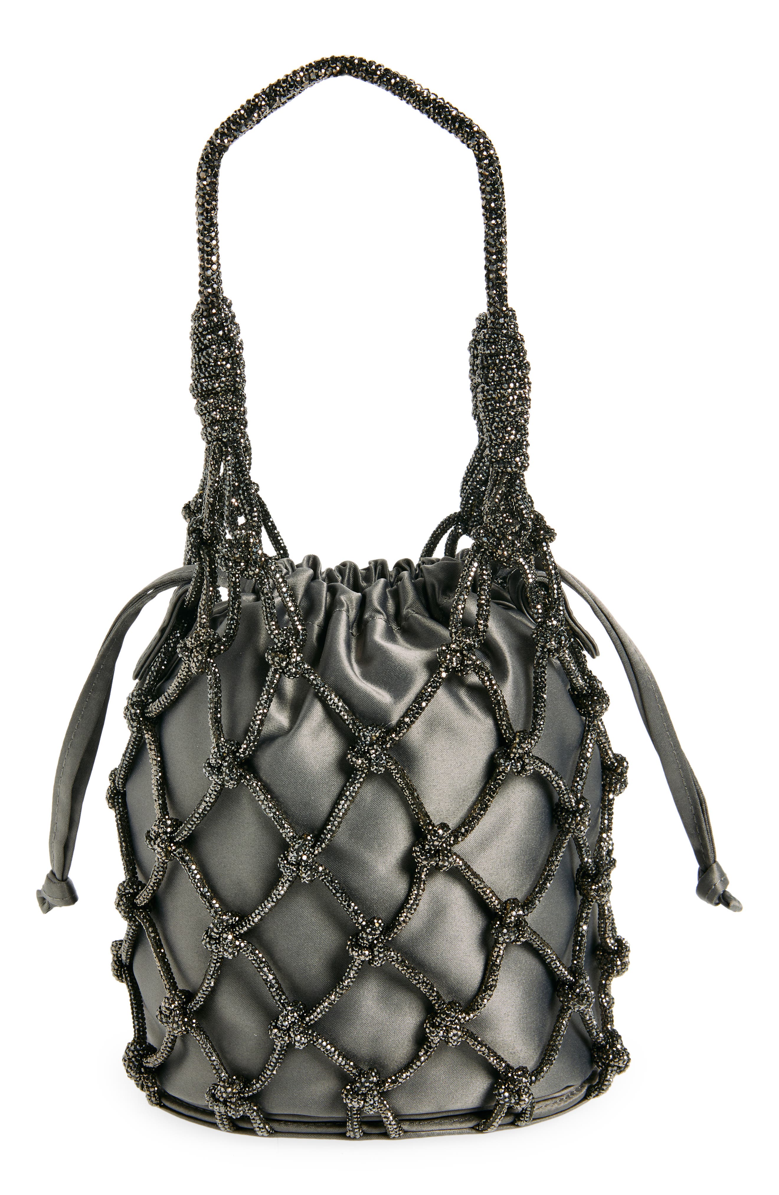 JUDITH LEIBER COUTURE Sparkle Net Pouch Bag, Alternate, color, Silver Hematite