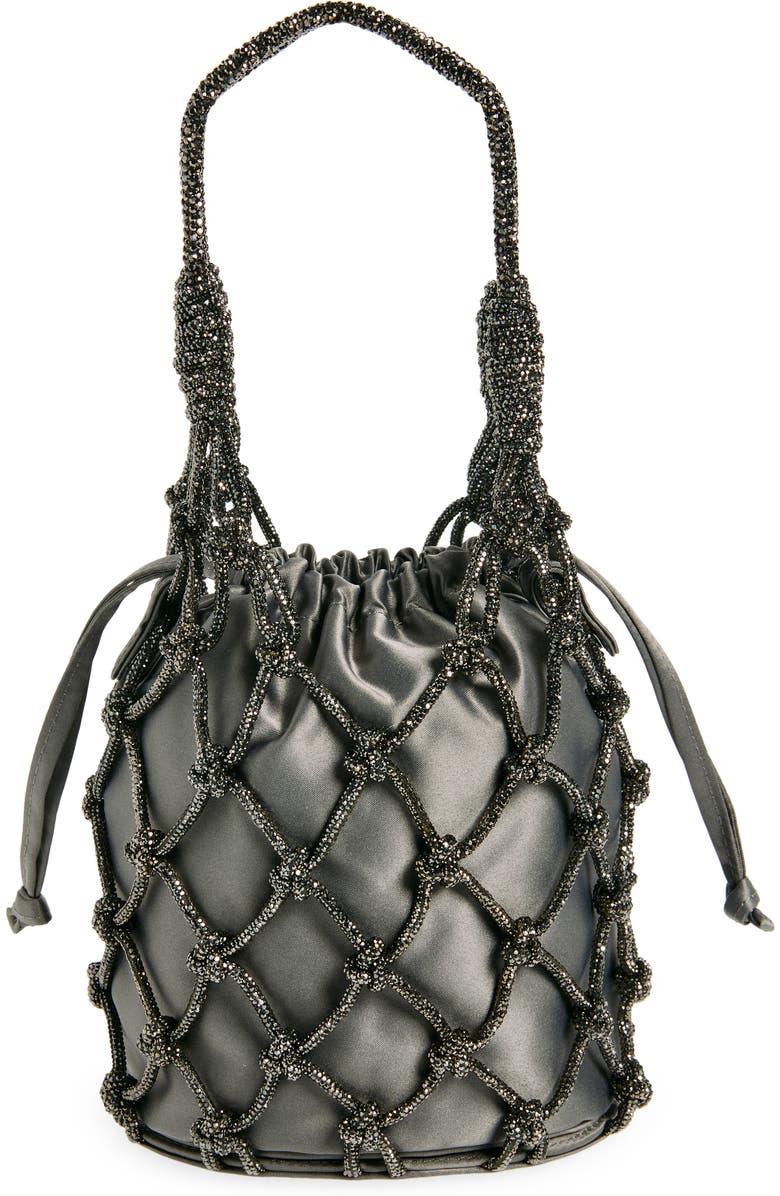 JUDITH LEIBER COUTURE Sparkle Net Pouch Bag, Alternate, color, Silver Hematite
