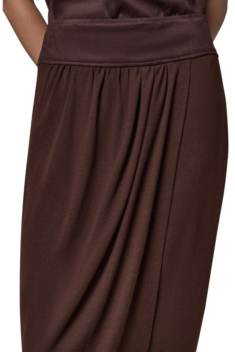 Mixed Media Twist Detail Midi Skirt, Alternate, color, ESPRESSO