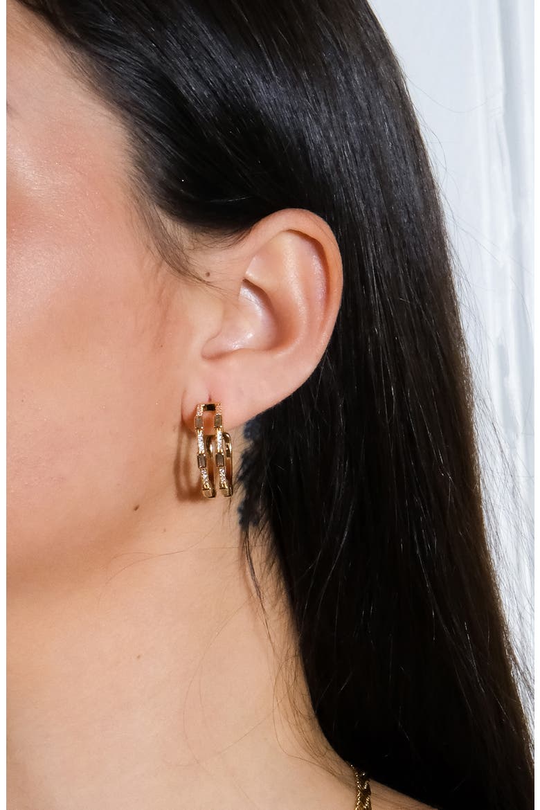 Neah Cubic Zirconia Hoop Earrings, Alternate, color, GOLD