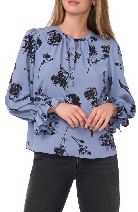 Floral Ruffle Sleeve Blouse
