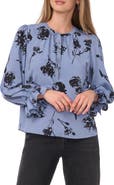 1.STATE Floral Ruffle Sleeve Blouse