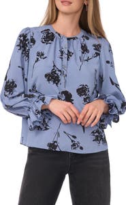 1.STATE Floral Ruffle Sleeve Blouse