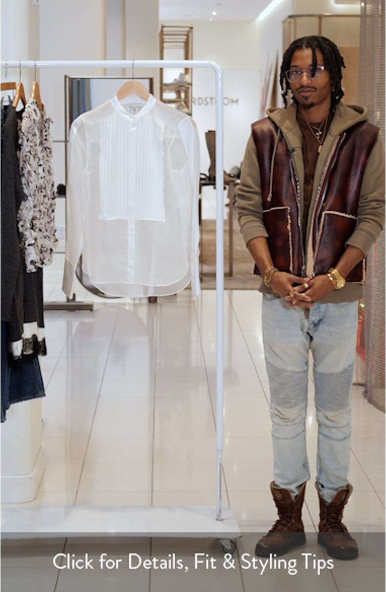 Peyton Pleated Semisheer Silk Button-Up Shirt, sales video thumbnail