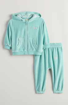 Tucker + Tate Bow Embroidered Velour Full Zip Hoodie & Joggers Set