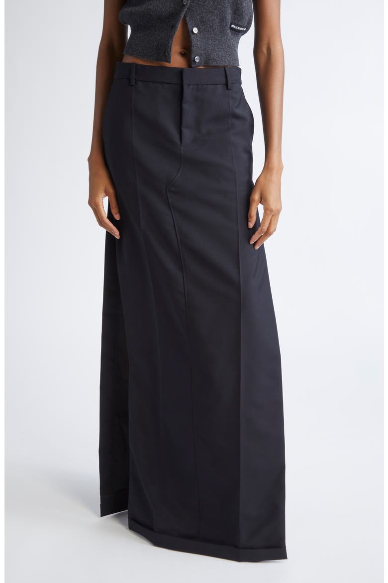 Wool & Mohair Tailored Maxi Skirt, Main, color, BLACK