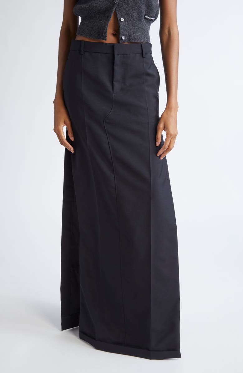 Alexander Wang Wool & Mohair Tailored Maxi Skirt, Main, color, Black