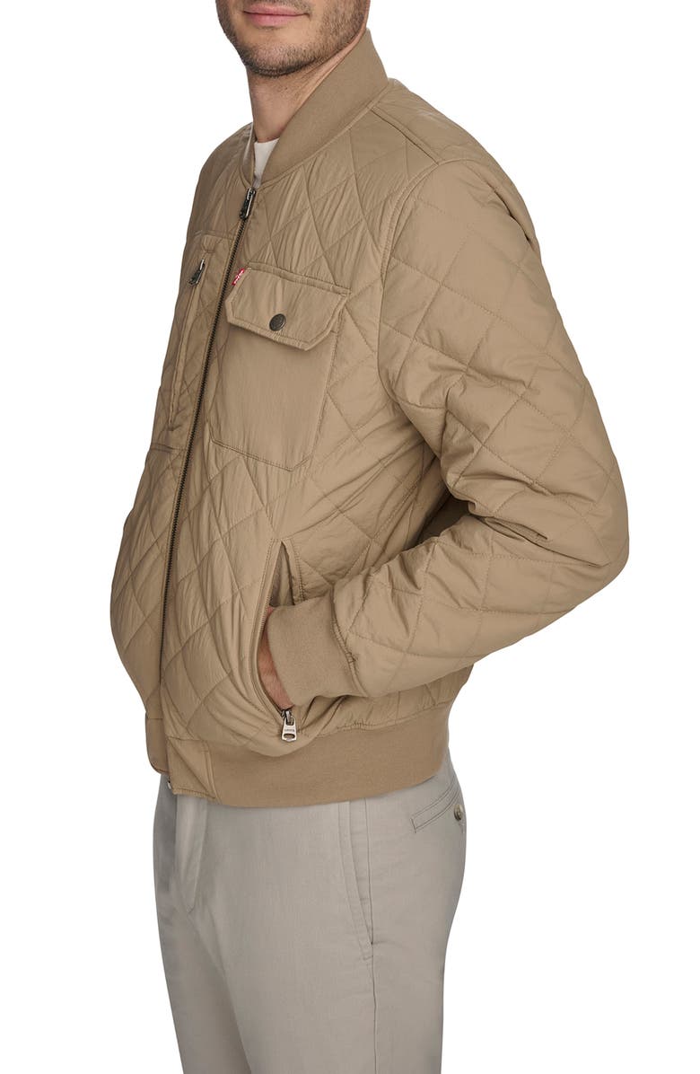 Levi's<sup>®</sup> Quilted Nylon Bomber Jacket, Alternate, color, Light Taupe