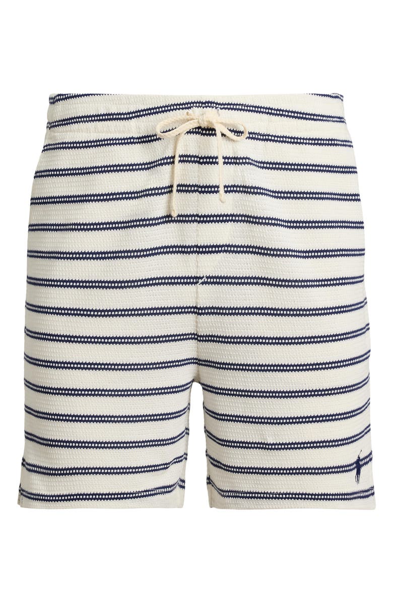 Polo Ralph Lauren Pointelle Rib 6-Inch Shorts, Alternate, color, Pale Cream/ Newport Navy