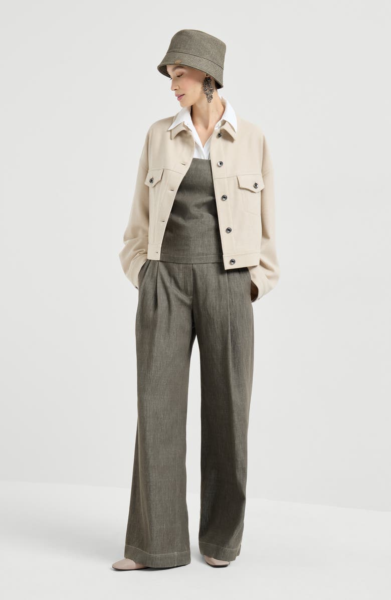 Brunello Cucinelli Stretch poplin shirt with monili, Alternate, color, White
