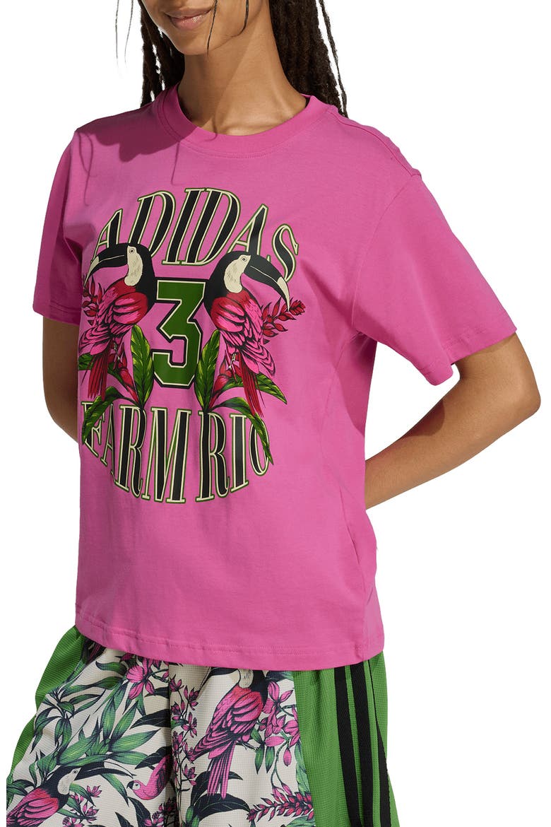 x Farm Rio Toucan Graphic T-Short, Main, color, FUCHSIA/ CRYSTAL LINEN