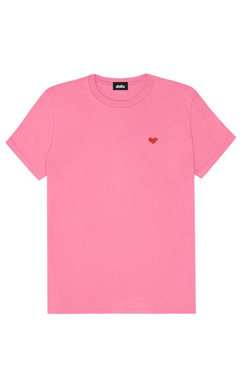Womens Pixel Heart Jersey Relaxed Tee