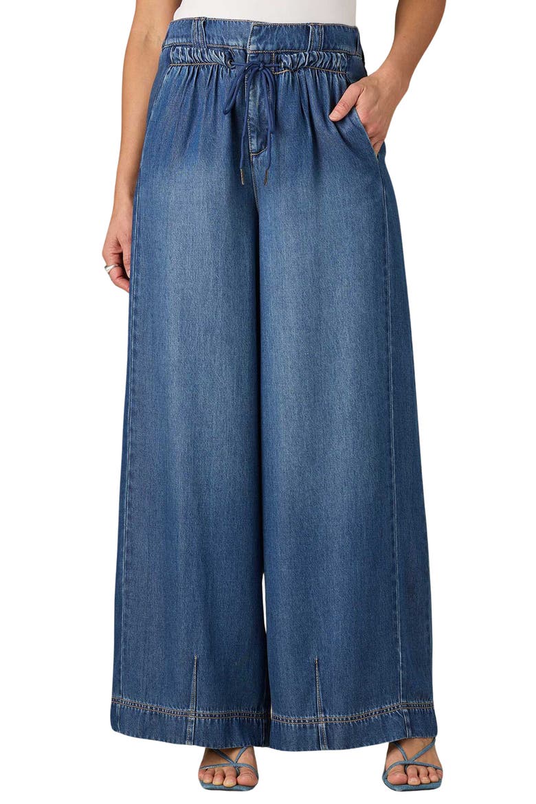 Ultra Skyrise Drawstring Waist Wide Leg Jeans, Main, color, MID BLUE