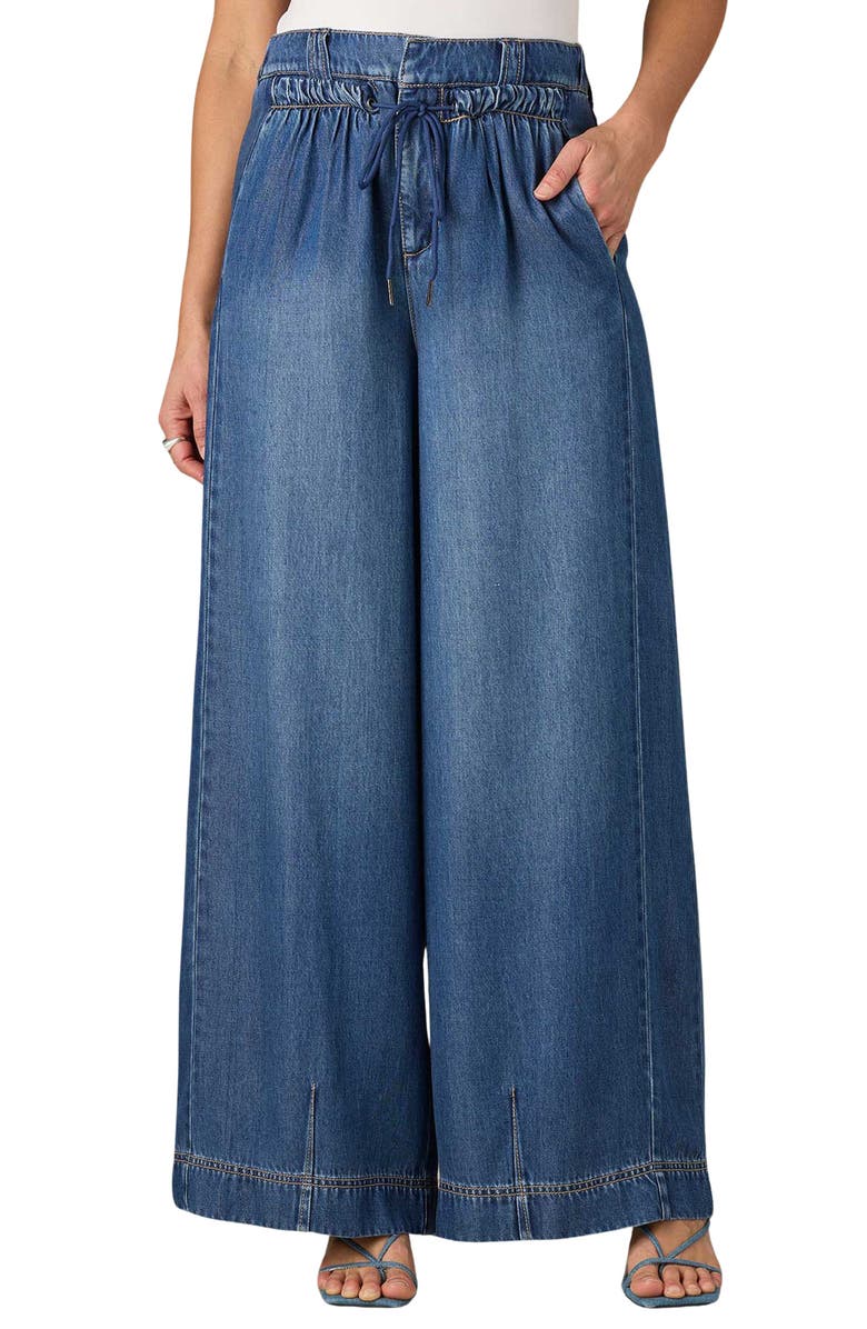 Wit & Wisdom Ultra Skyrise Drawstring Waist Wide Leg Jeans, Main, color, Mid Blue