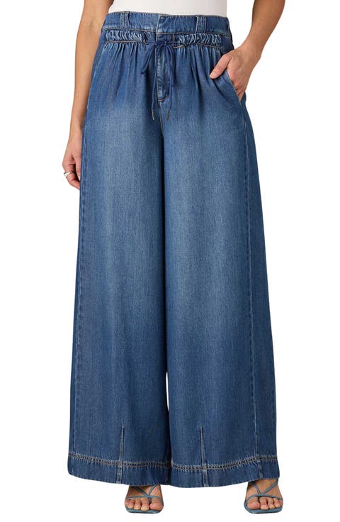Ultra Skyrise Drawstring Waist Wide Leg Jeans (Regular & Petite)