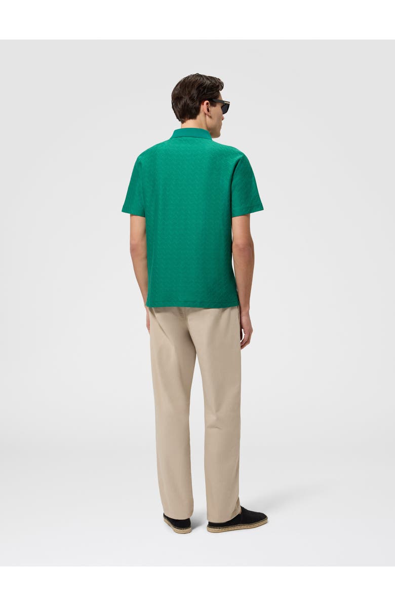 UM Jacquard Cotton Polo Shirt With Tone-on-tone Zigzag Design, Alternate, color, Green