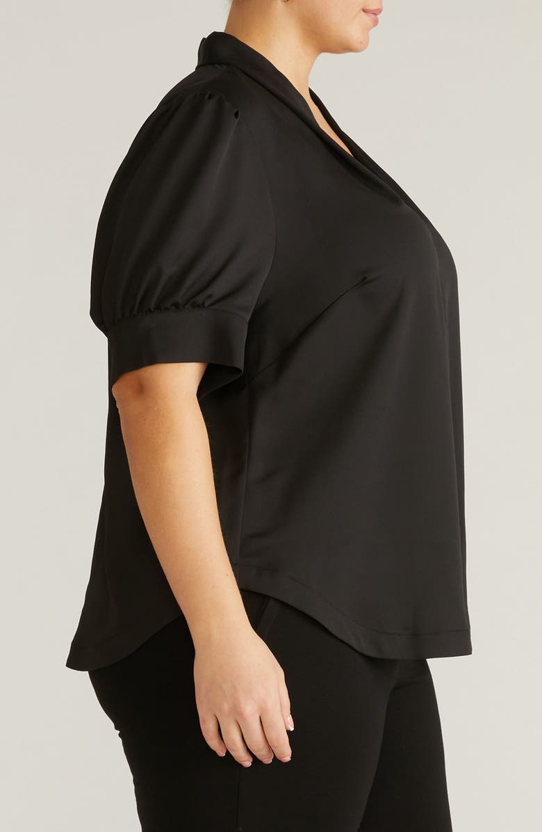 Universal Standard Beatrice Pebble Georgette Top, Alternate, color, Black