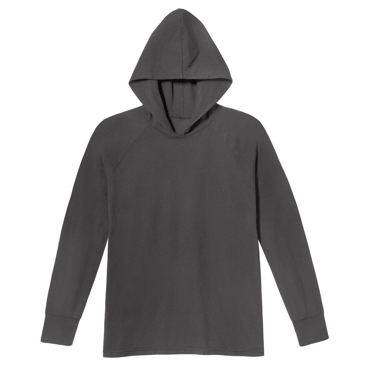 Mens 100% Cotton Midweight Long Sleeve Hooded T-Shirt with Cuffed Sleeves - image 4
