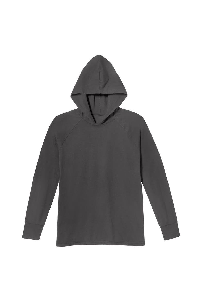 Mens 100% Cotton Midweight Long Sleeve Hooded T-Shirt with Cuffed Sleeves, Alternate, color, Concrete