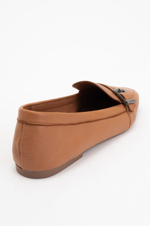 Forever & Always Shoes Noir Leather Flat Loafers In Cognac Brown Leather