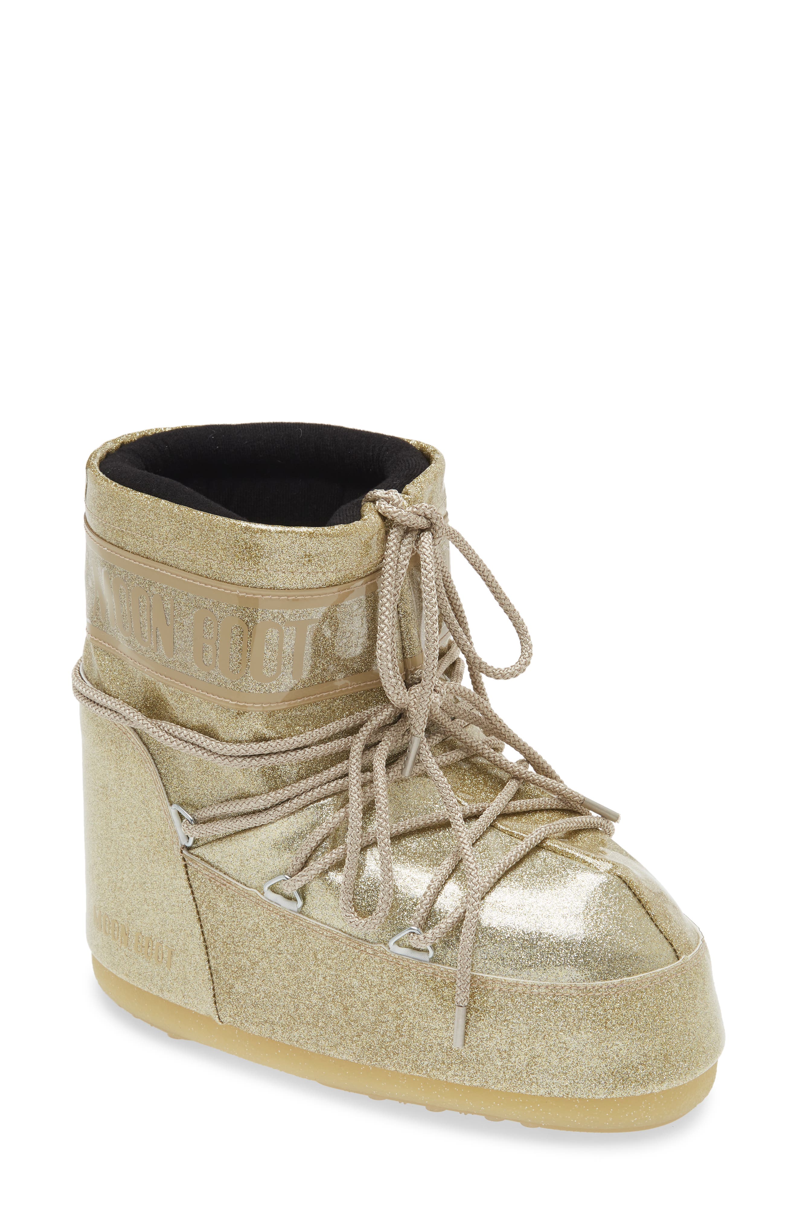 Moon Boot<sup>®</sup> Metallic Glitter Icon Water Resistant Short Boot, Main, color, 