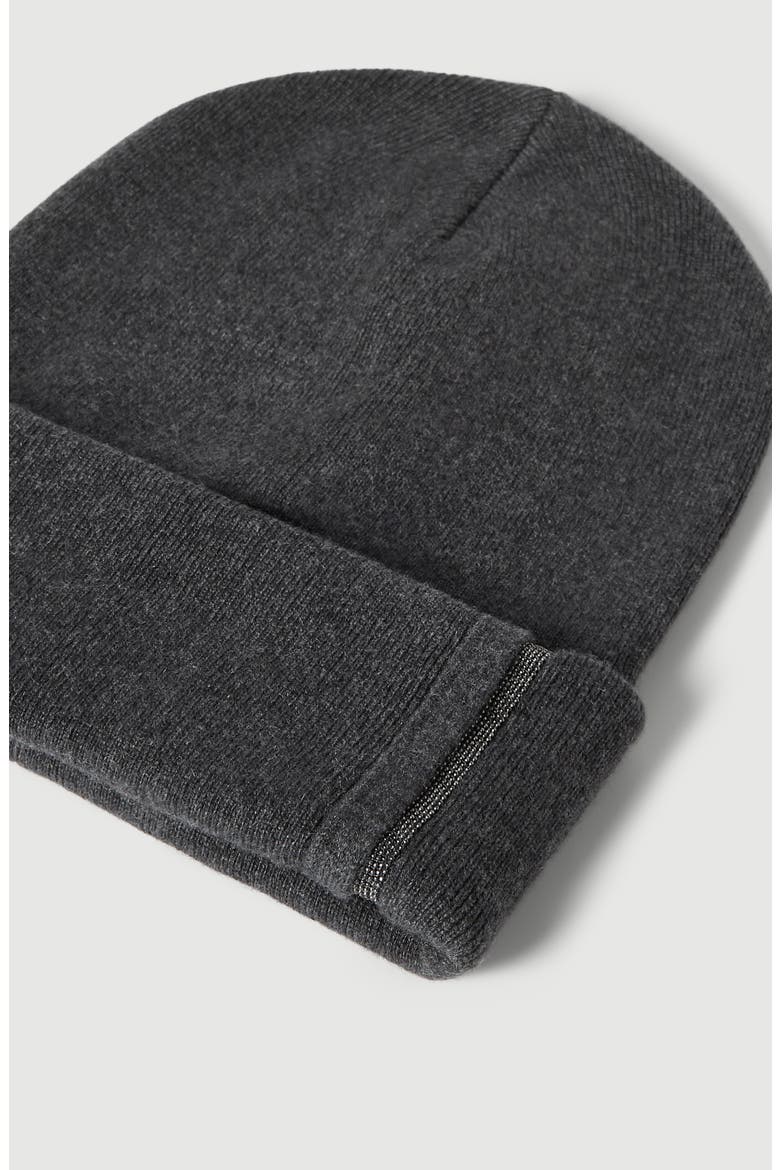 Cashmere rib knit beanie with monili, Alternate, color, Lignite