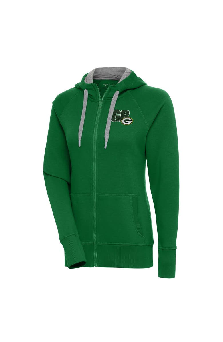 ANTIGUA Women's Antigua  Green Green Bay Packers Victory Full-Zip Hoodie, Alternate, color, 