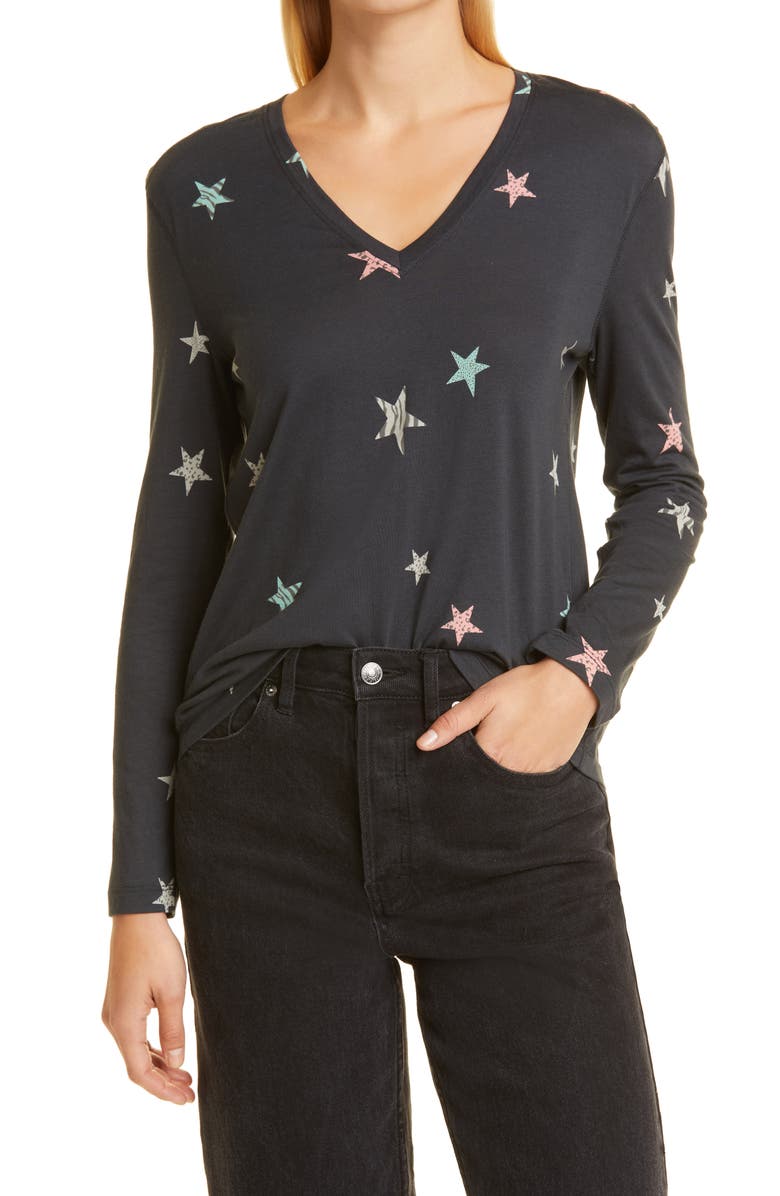 Rails The Sami Star Print V-Neck Long Sleeve T-Shirt, Main, color, 