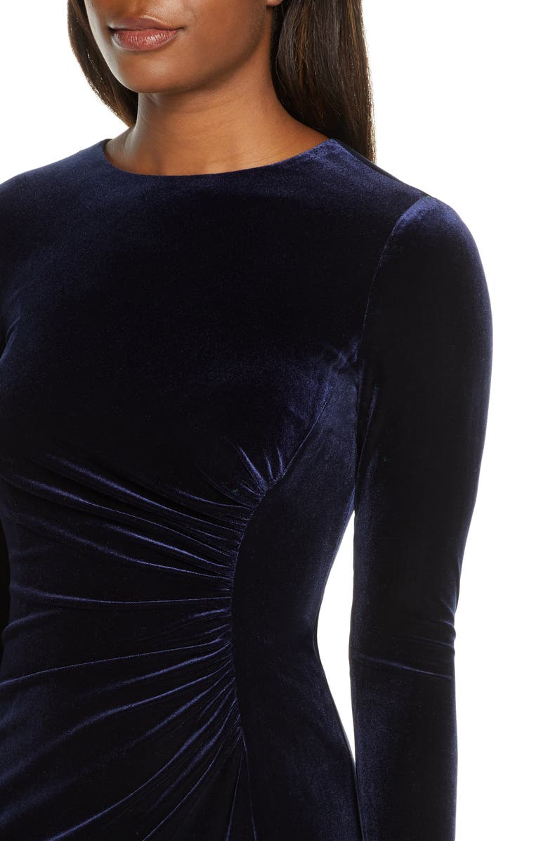 Harper Rose Long Sleeve Ruched Velvet Dress, Alternate, color,