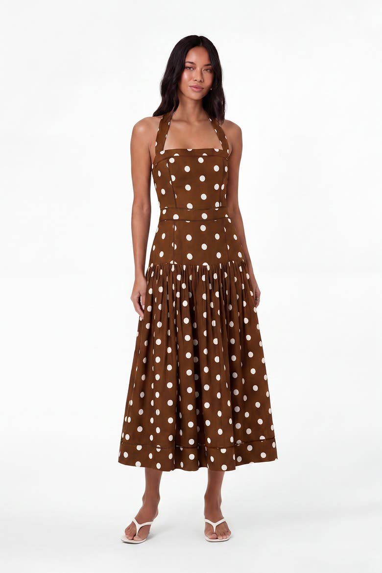 Vivianne Dress, Main, color, Spice  Ivory Polka Dot