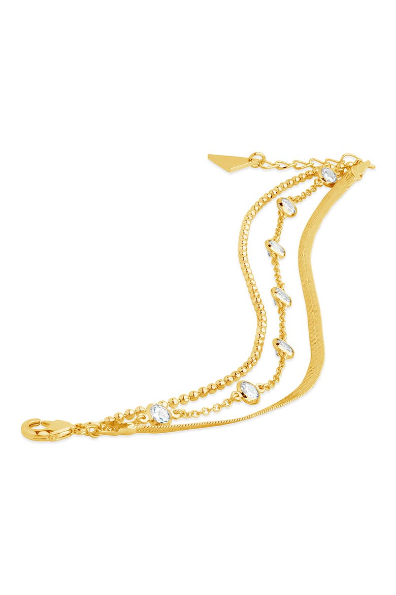 Paisley CZ Layered Chain Bracelet, Alternate, color, GOLD