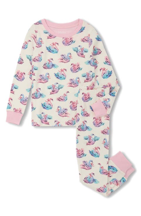 Kids' Elegant Swans Fitted Two-Piece Pajamas (Toddler, Little Kid & Big Kid)