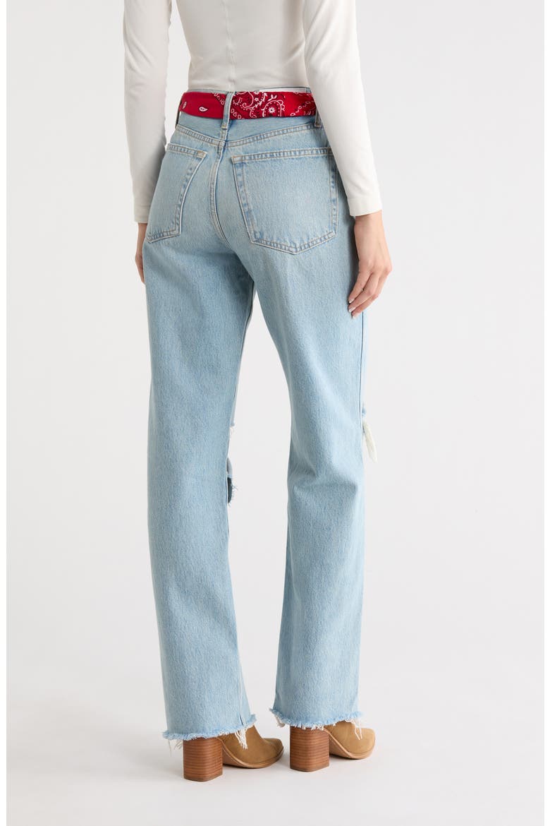 '90s High Waist Ripped Jeans with Bandana Belt, Alternate, color, SILVER SPRINGS