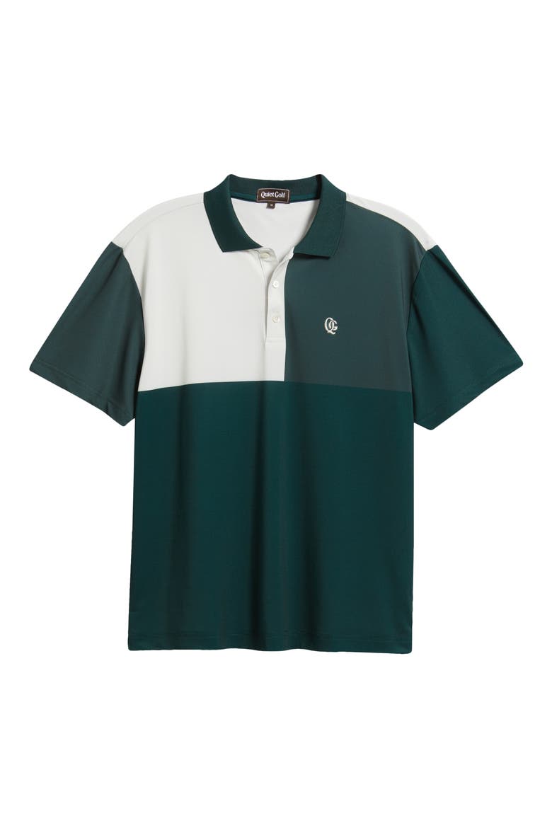 Monogram Colorblock Golf Polo, Alternate, color, FOREST