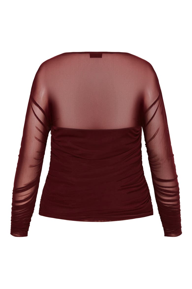 Anastasia Long Sleeve Mesh Top, Alternate, color, CHOCOLATE CHERRY