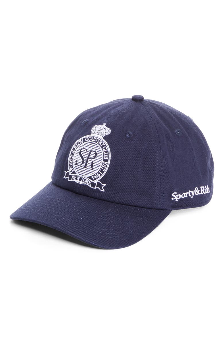 Sporty & Rich Royal Club Embroidered Baseball Cap, Main, color, 