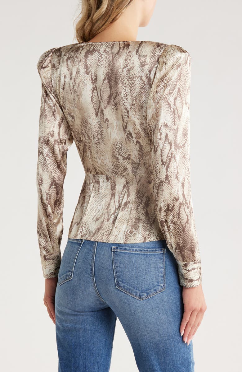 L'AGENCE Bensen Long Sleeve Silk Blend Faux Wrap Top, Alternate, color, 