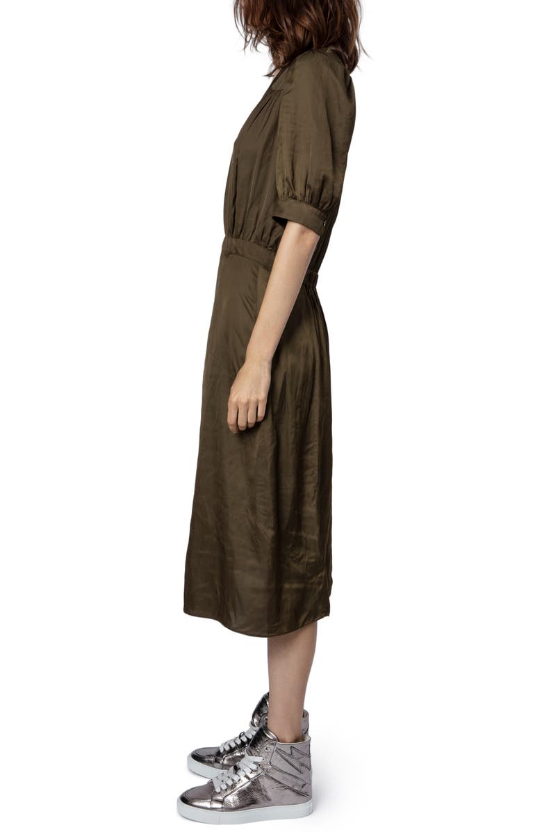 Zadig & Voltaire Ralia Satin Midi Dress, Alternate, color, Bronze