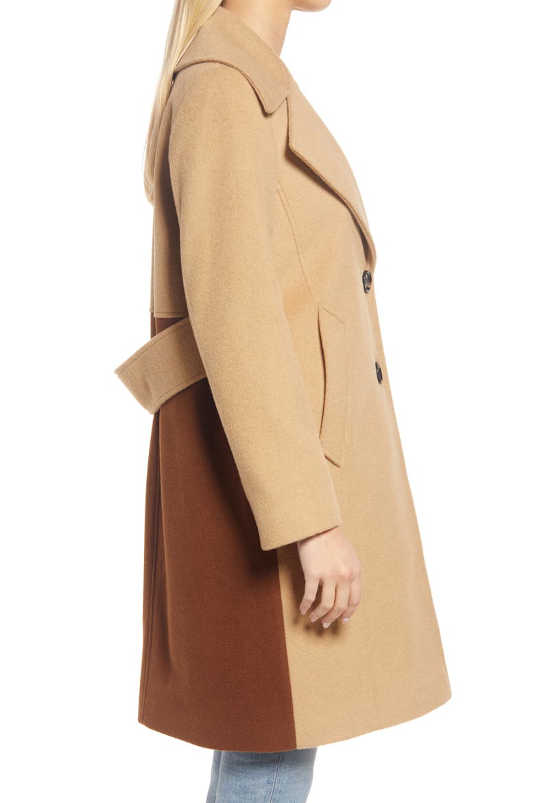 Women's Notch Collar Textured Coat, Alternate, color, CAMEL/ CINNAMON