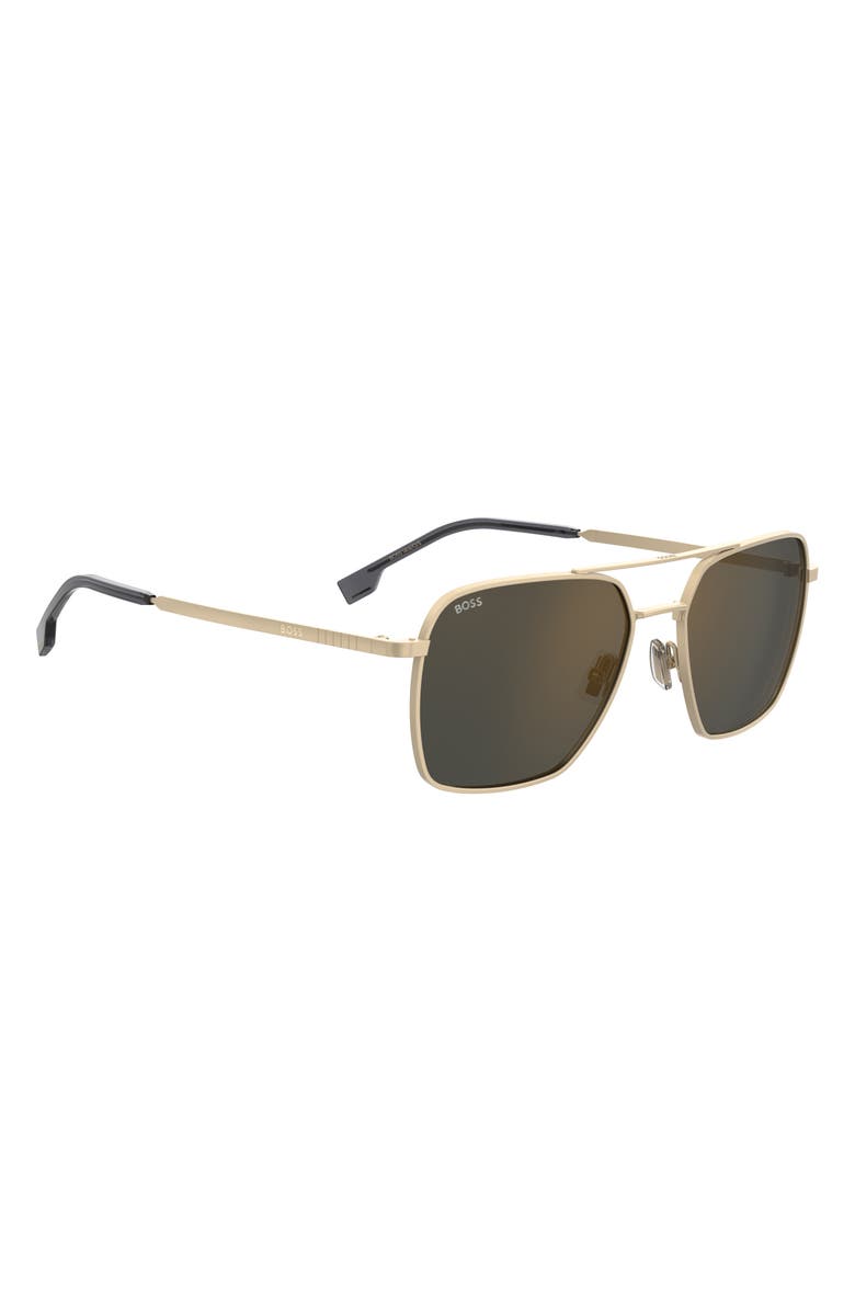 BOSS 57mm Aviator Sunglasses, Alternate, color, Matte Gold