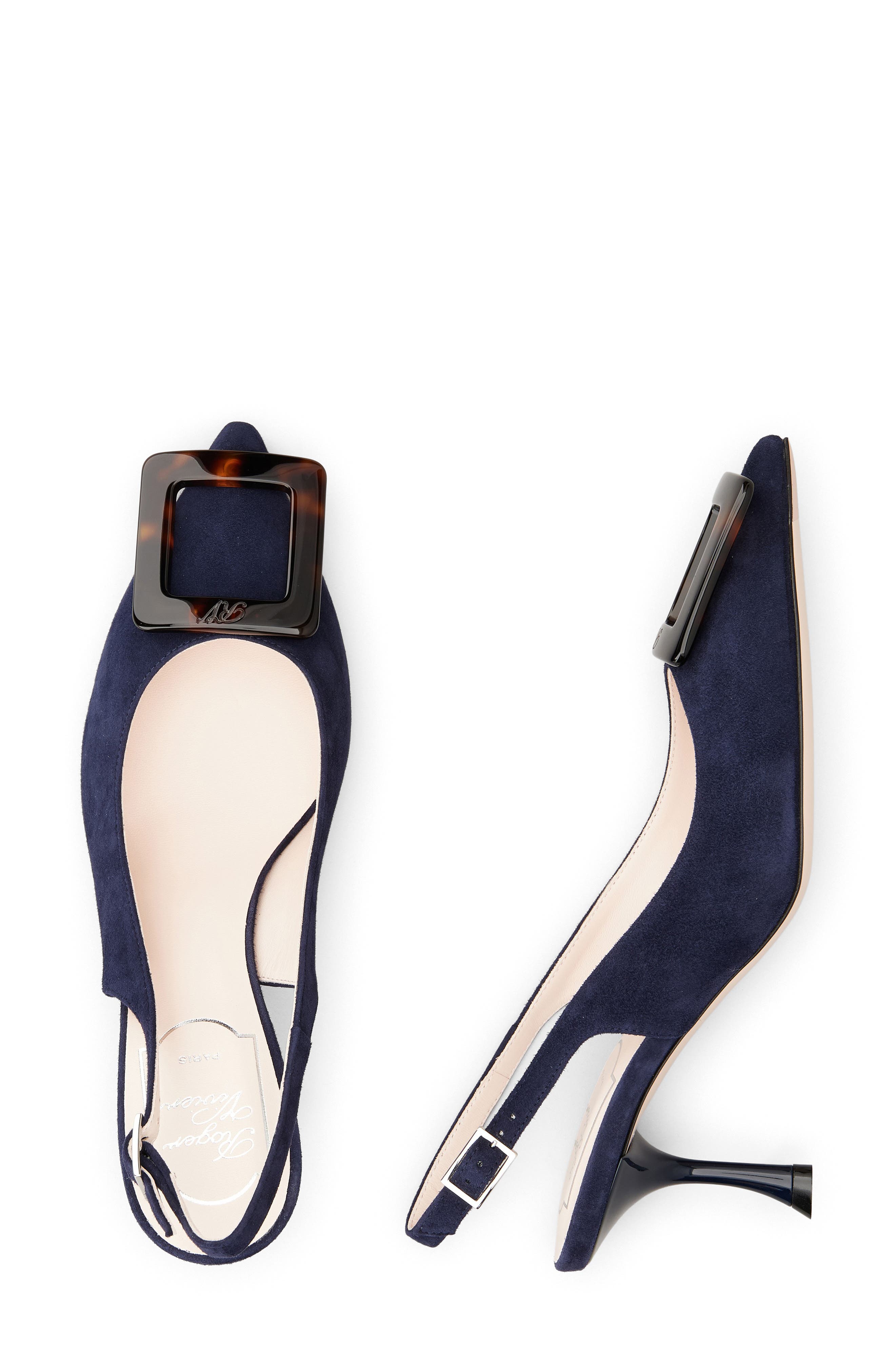 Roger Vivier Viv' in the City Tortoise Buckle Slingback Pump, Alternate, color, Galassia Scuro