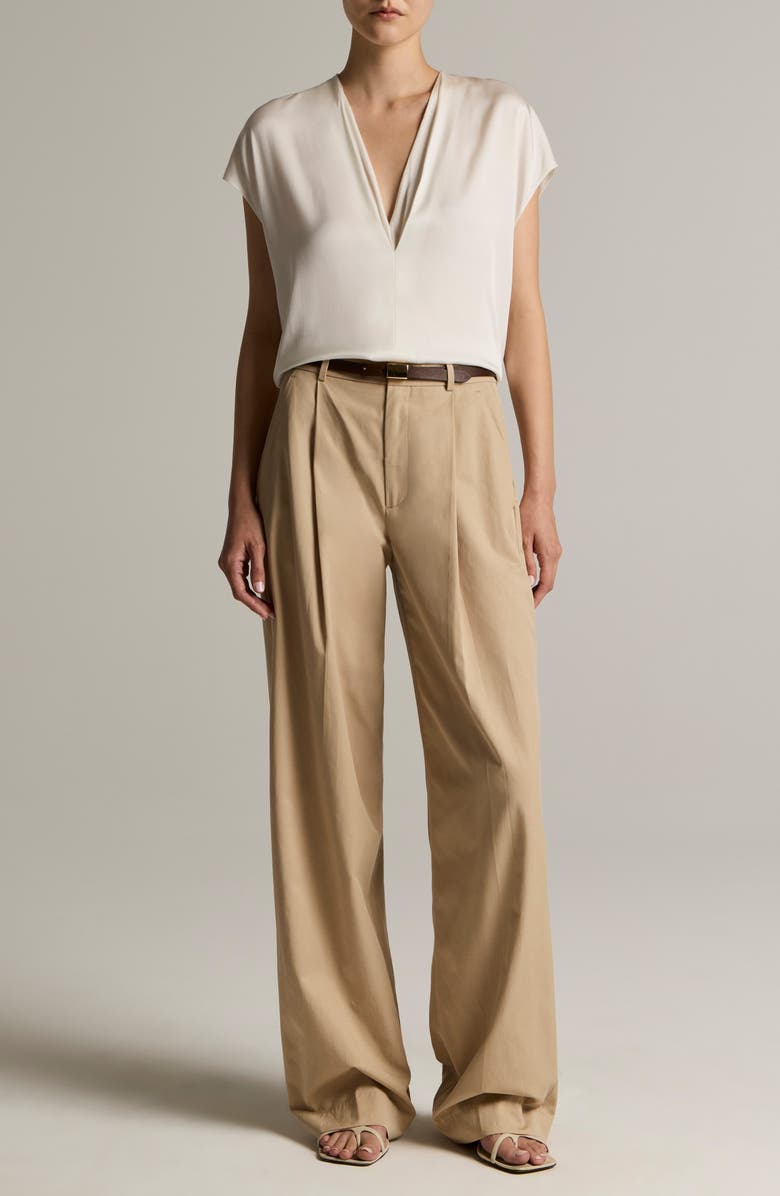 Vince V-Neck Cap Sleeve Top, Alternate, color, Off White