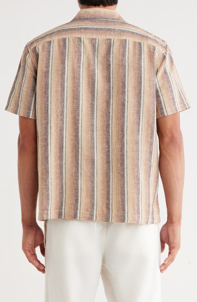 Treasure & Bond Linen & Cotton Camp Shirt, Alternate, color, Ivory- Brown Sunset Stripe