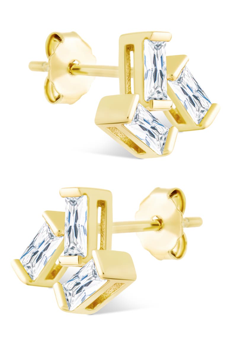 Macy Baguette Cubic Zirconia Stud Earrings, Alternate, color, GOLD