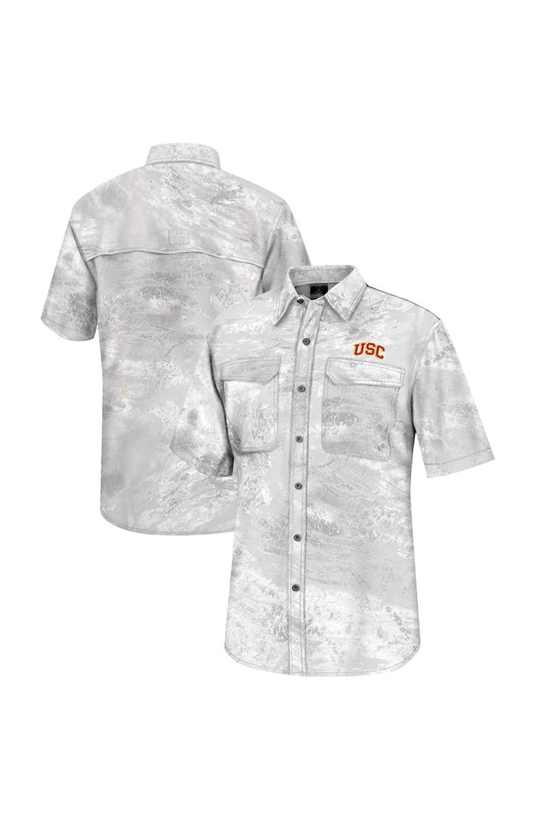 COLOSSEUM Men's Colosseum  White USC Trojans Realtree Aspect Charter Full-Button Fishing Shirt, Main, color, White
