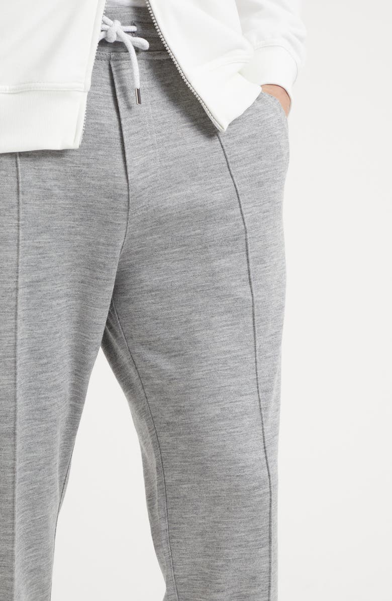 Brunello Cucinelli Cashmere and silk French terry trousers with Crête detail and elasticated zipper cuffs, Alternate, color, 