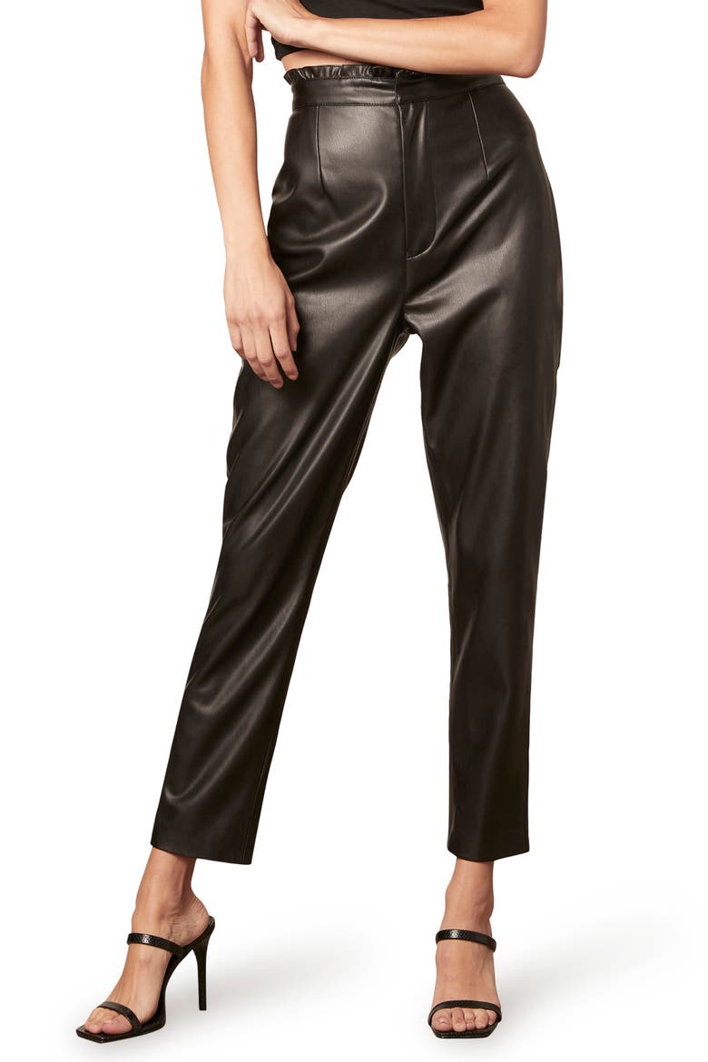 BB Dakota LA Woman Paperbag Waist Faux Leather Pants, Main, color, BLACK