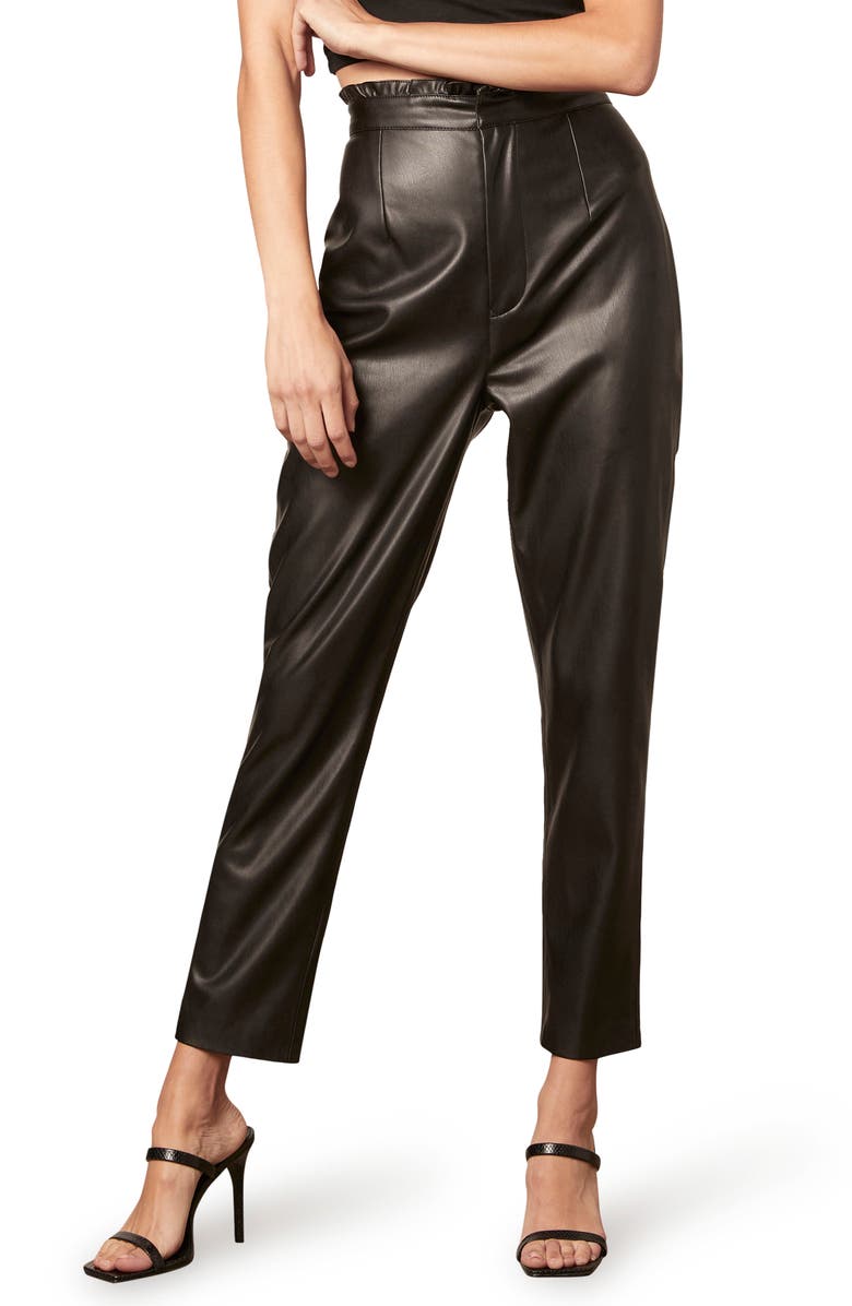 BB Dakota by Steve Madden BB Dakota LA Woman Paperbag Waist Faux Leather Pants, Main, color,